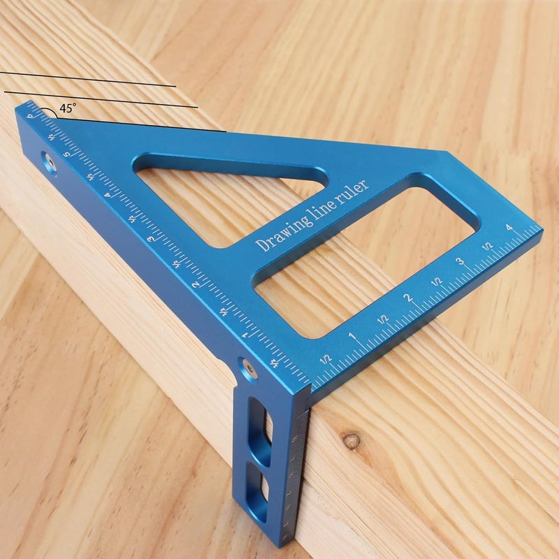 KETIPED 6" Imperial 3D Multi-Angle Measuring Ruler,45/90 Degree Aluminum Alloy Woodworking Square Protractor,Drawing Line,Miter Triangle Ruler High Precision Layout Measuring Tool for Woodworking - Image 5